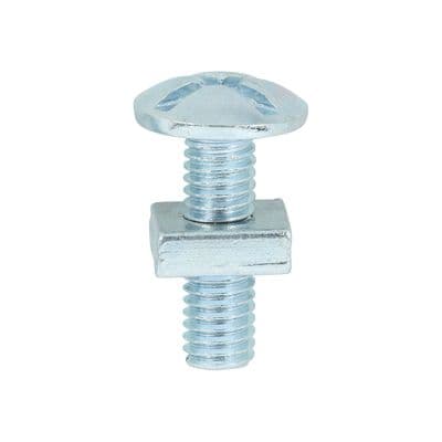TIMCO M6 x 20 Roofing Bolts & Square Nuts - Zinc Plated Steel - Box of 200