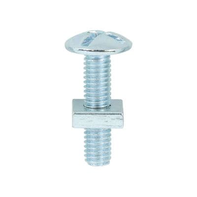 TIMCO M6 x 25 Roofing Bolts & Square Nuts - Zinc Plated Steel - Box of 100