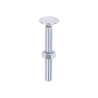 TIMCO M6 x 50 Carriage Bolts & Hex Nuts - Zinc Plated Steel - Box of 200
