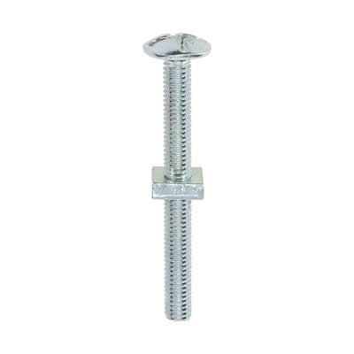 TIMCO M6 x 60 Roofing Bolts & Square Nuts - Zinc Plated Steel - Box of 100