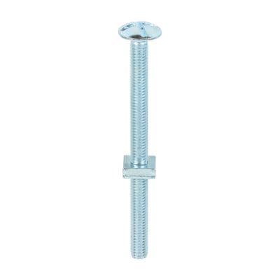 TIMCO M6 x 80 Roofing Bolts & Square Nuts - Zinc Plated Steel - Box of 100