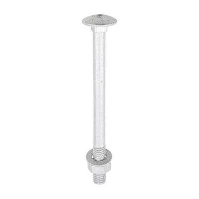 TIMCO M8 x 100 Carriage Bolts Hex Nuts & Form A Washers - Exterior Silver - Bag of 10