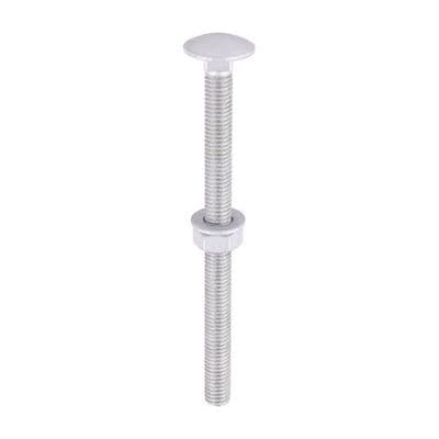TIMCO M8 x 130 Carriage Bolts Hex Nuts & Form A Washers - Exterior Silver - Bag of 10
