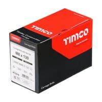 TIMCO M8 x 130 Carriage Bolts & Hex Nuts - Zinc Plated Steel - Box of 50