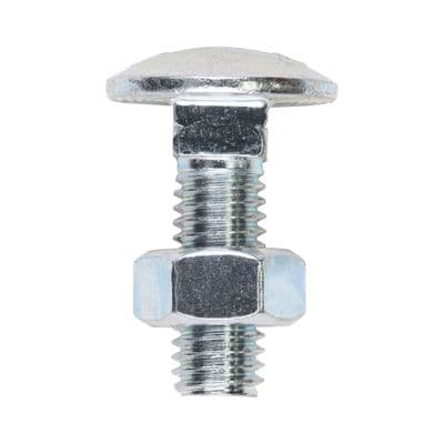 TIMCO M8 x 25 Carriage Bolts & Hex Nuts - Zinc Plated Steel - Box of 100