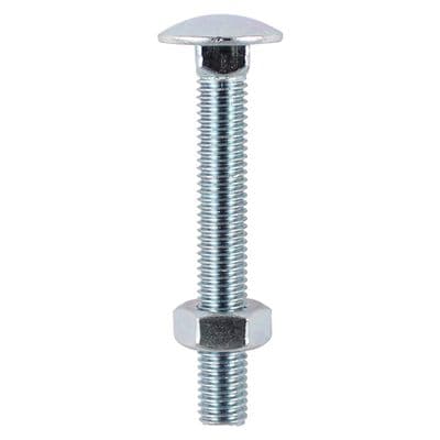 TIMCO M8 x 30 Carriage Bolts & Hex Nuts - Zinc Plated Steel - Box of 100