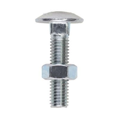 TIMCO M8 x 35 Carriage Bolts & Hex Nuts - Zinc Plated Steel - Box of 100