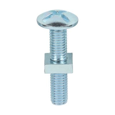 TIMCO M8 x 40 Roofing Bolts & Square Nuts - Zinc Plated Steel - Box of 100