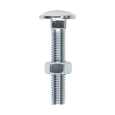 TIMCO M8 x 45 Carriage Bolts & Hex Nuts - Zinc Plated Steel - Box of 100