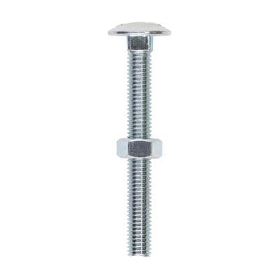 TIMCO M8 x 70 Carriage Bolts & Hex Nuts - Zinc Plated Steel - Box of 50