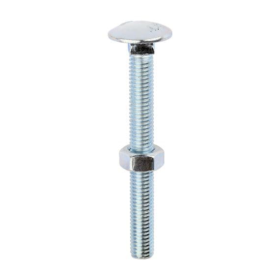 TIMCO M8 x 75 Carriage Bolts & Hex Nuts - Zinc Plated Steel - Box of 50
