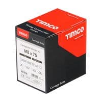 TIMCO M8 x 75 Carriage Bolts & Hex Nuts - Zinc Plated Steel - Box of 50