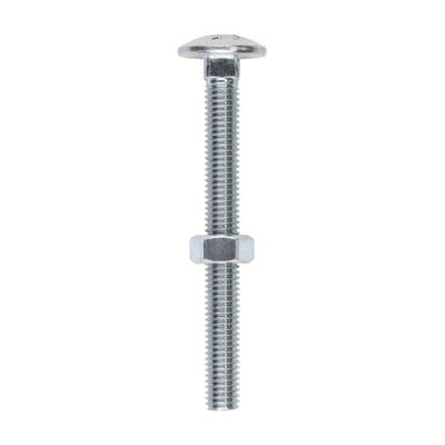 TIMCO M8 x 80 Carriage Bolts & Hex Nuts - Zinc Plated Steel - Box of 50