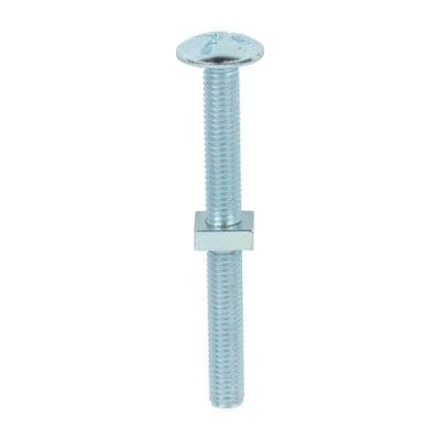 TIMCO M8 x 80 Roofing Bolts & Square Nuts - Zinc Plated Steel - Box of 50