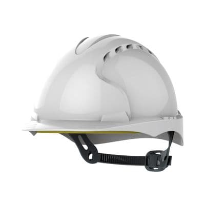 TIMCO White EVO®2 Industrial Safety Helmet - OneTouch Slip Ratchet - Mid Peak - Vented - White