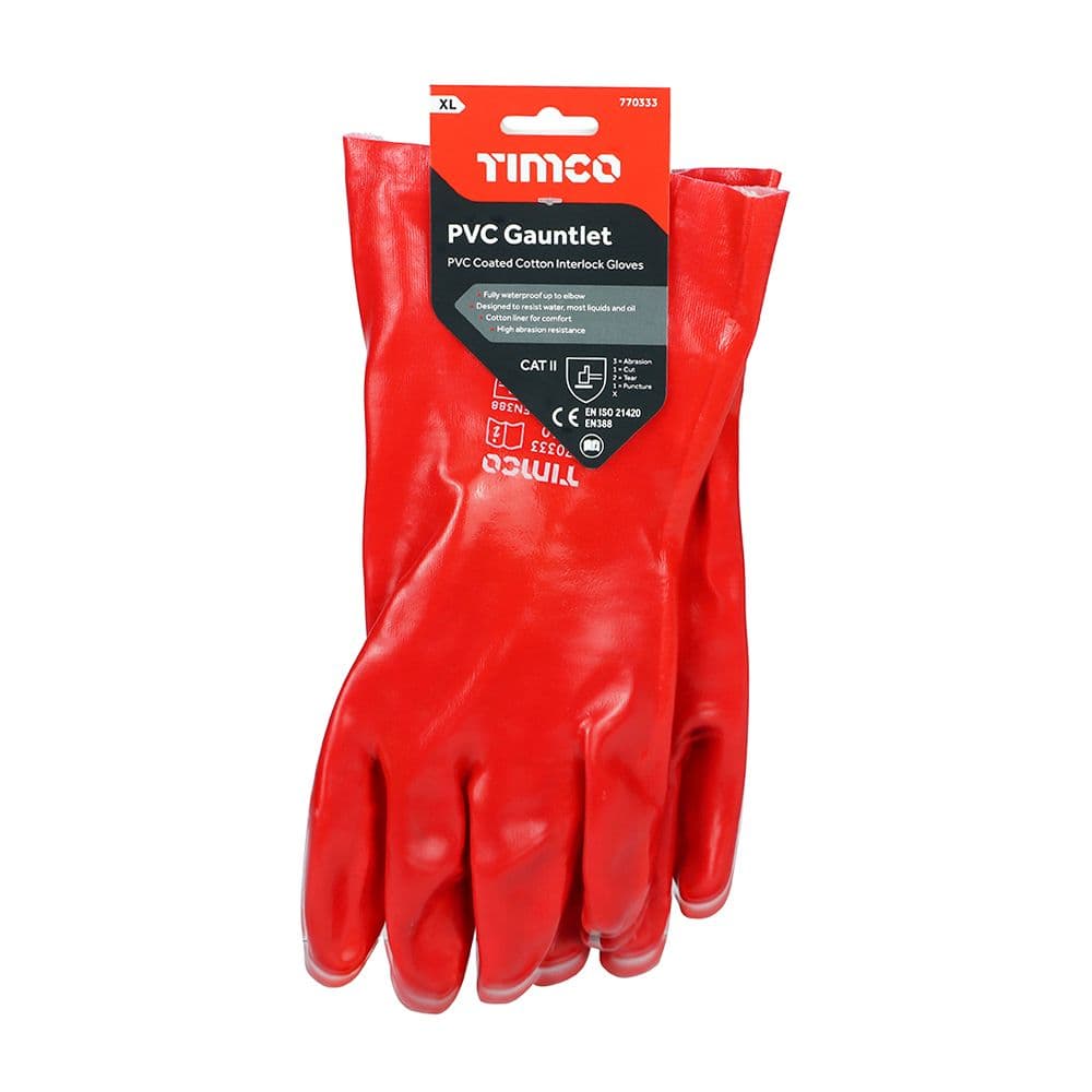TIMCO X Large PVC Gauntlets - PVC Coated Cotton Interlock