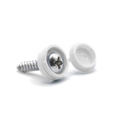 White Plastic Cap & Metal Number Plate Screws