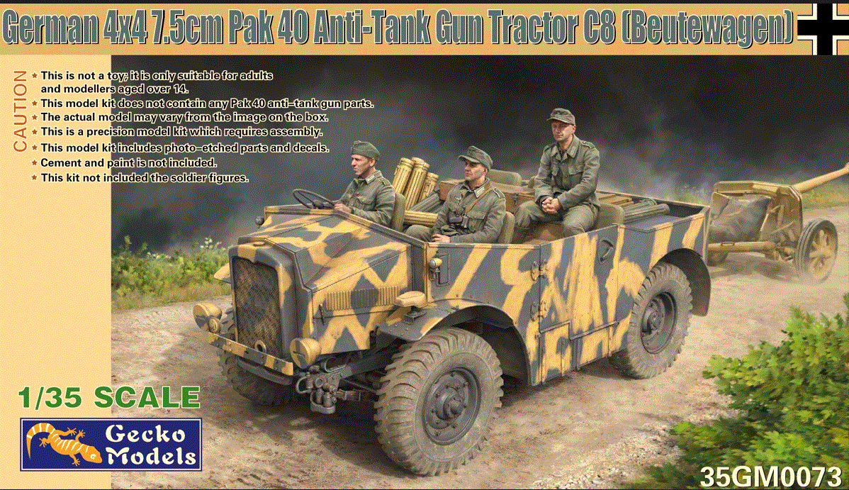 35GM0073   German 4×4 7.5cm Pak 40 Anti-Tank Gun Tractor C8 (Beutewagen)