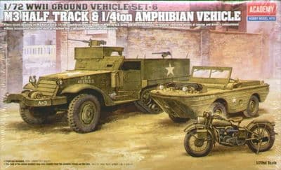 AC13408 U.S Army M3 Halftrack,Ford GPA Amphibious Jeep & M/Cycle