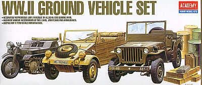 AC13416 WWII Set Kubelwagen,Kettenkrad,Willy's Jeep & accessories