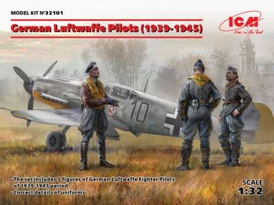 ICM32101 German Luftwaffe Pilots (1939-1945) (3 standing figures) (100% new molds)