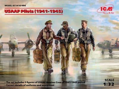ICM32104 USAAF Pilots (1941-1945) (3 walking figures) (100% new molds)