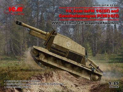 ICM35340 10.5cm leFH 16(Sf) auf Geschutzwagen FCM36(f), WWII German self-propelled howitzer