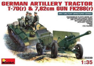 MT35039  German Artillery Tractor T-70(r) towing 76,2mm FK 288(r) and with crew figures