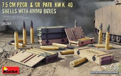 MT35381 7.5 CM PZGR. & GR. PATR. KW.K. 40 SHELLS WITH AMMO BOXES