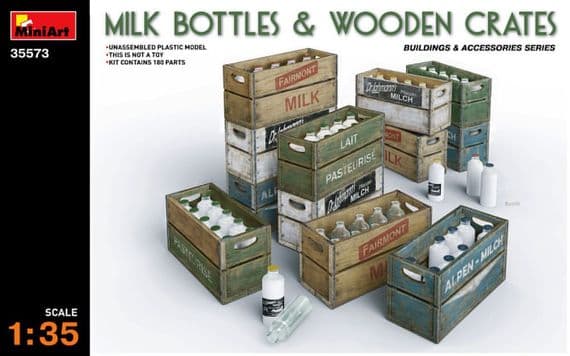 MT35573 Milk Bottles and Wooden Crates
