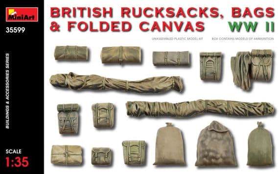MT35599  BRITISH RUCKSACKS, BAGS & FOLDED CANVAS WWII