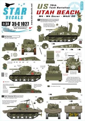 STAR35-C1027 US 70th Tank Battalion on Utah Beach - M4 , M4 Dozer, M4A1 DD Sherman.