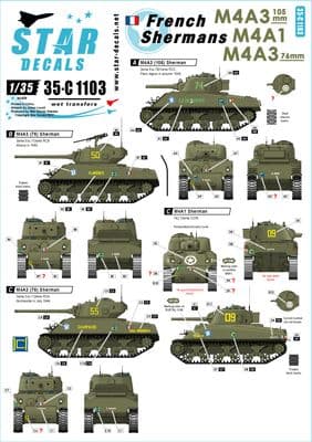 STAR35-C1103 French Shermans # 2. M4A3, M4A3 105mm, M4A3 76mm. 501e RCC, 12eme CUIR, 12eme RCA.