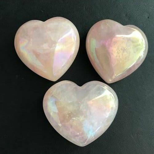 Angel Aura Rose Quartz Pocket Heart