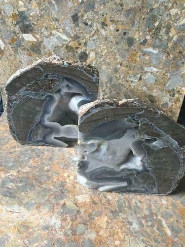 Dugway Geode, Large Pair of Bookends, Stunning Patterns, Reiki Healing Crystal