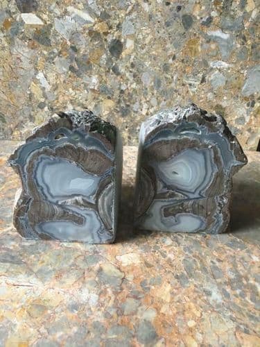 Dugway Geode, Pair of Bookends, Stunning Patterns, Reiki Healing Crystal