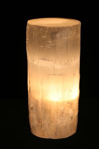 Flat Top White Selenite Lamp 30cm