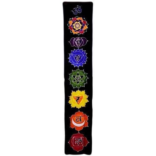 Hand Painted Bali Batik Art, Chakra Drop Banner - Midnight Chakra 183cm x 35cm