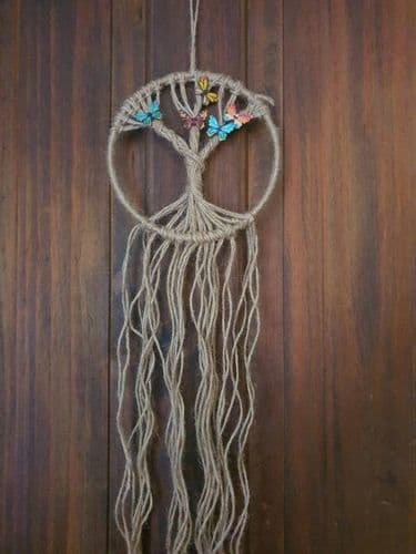 Handmade Macrame Tree Of Life Butterfly Dreamcatcher