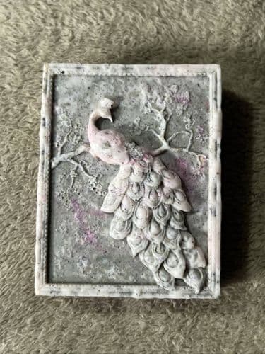 Marbled Resin Peacock Paperweight