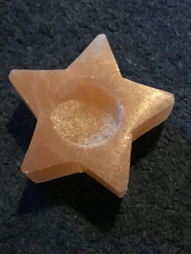 Orange Selenite Star Shaped Candle Holder