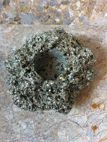 Pyrite Tealight Holder, Unpolished, For the One you Love, Protection Stone, Ward off Negative Energy