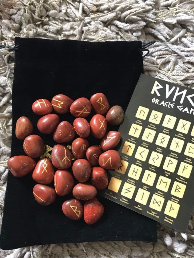 Red Jasper Rune Stone Set Runes