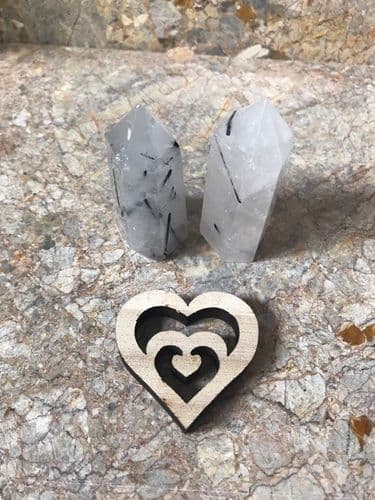 Rock Quartz with Black Tourmaline Polished Point, Master Healer, Reiki Healing Crystal