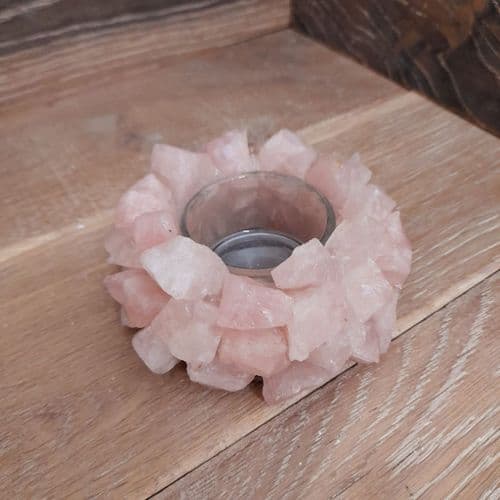 Rose Quartz Chunk Candle Holder