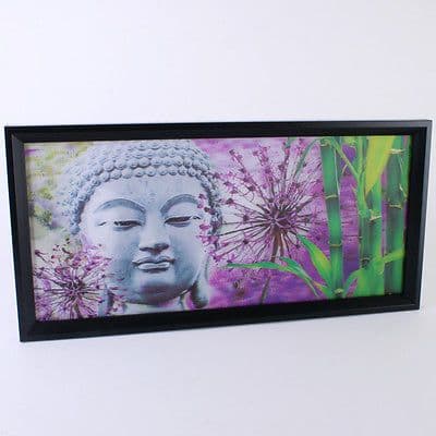 Stunning Buddha 3d wall plaque, Black Frame, 26cm by 53cm