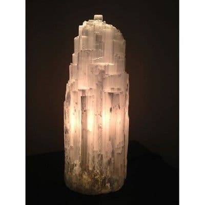 White Selenite Lamp approx 25cm Tall