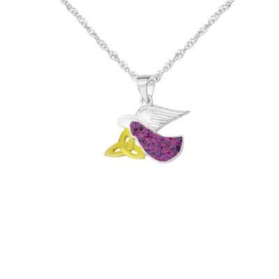 Celtic Angel & Gold Plated Trinity Knot Silver Pendant with Cubic Zirconia 9430AM