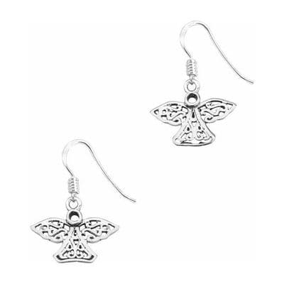 Celtic Angel Silver Drop Earrings 0867