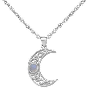 Celtic Crescent Moon Silver Pendant with Moonstone 9424